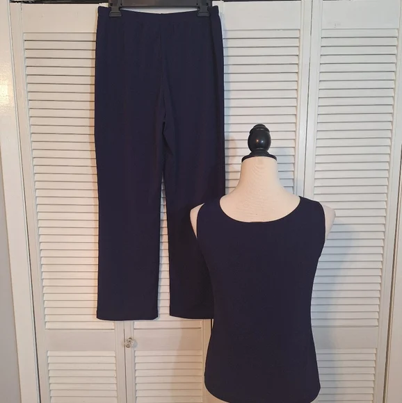Chicos Easywear Navy Sleeveless 2 Pc Tank Pant Set Sz 0 1 Short *V - Picture 6 of 8